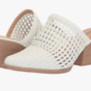 SEVEN DIALS Womens White Quinton Block Heel Slip On Heeled Mules Shoes 7 M, NEW